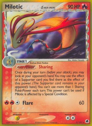 Milotic (Delta Species) 005/101  - Reverse Holofoil Dragon Frontiers - Holo Rare