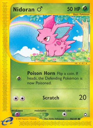 Nidoran M 096/147  - Reverse Holofoil Aquapolis - Common