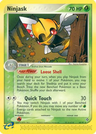 Ninjask 018/97  - Reverse Holofoil Dragon - Rare