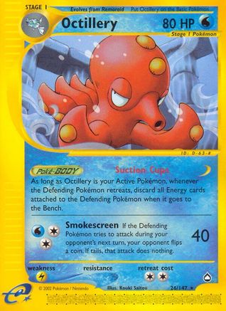 Octillery 026  - Reverse Holofoil Aquapolis - Rare