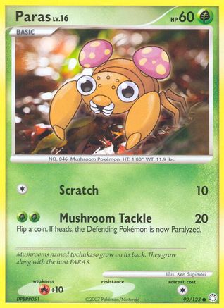 Paras 092  - Reverse Holofoil Mysterious Treasures - Common