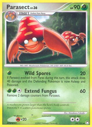 Parasect 058  - Reverse Holofoil Mysterious Treasures - Uncommon