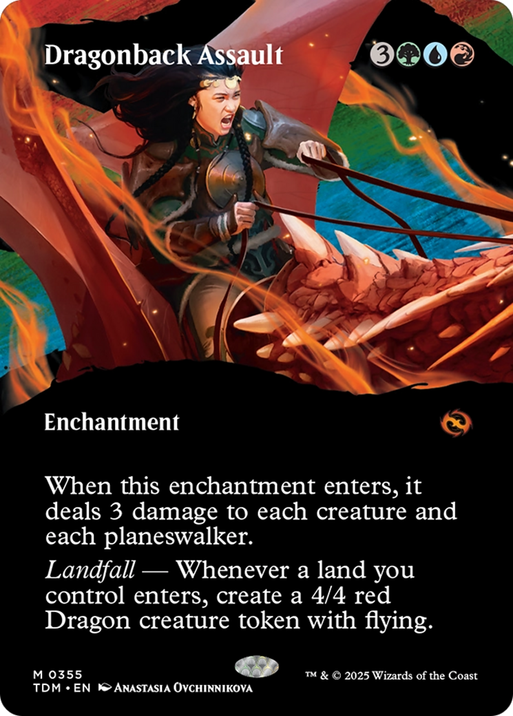 Dragonback Assault (Borderless) (TDM-355)  - Tarkir: Dragonstorm: (Showcase, enchantment)