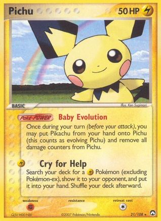 Pichu 021/108  - Reverse Holofoil Power Keepers - Rare