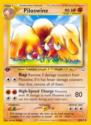 Piloswine 036/64  - 1st Edition Neo Revelation - Uncommon