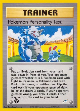 Pokemon Personality Test 102/105  - 1st Edition Neo Destiny - Uncommon