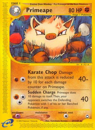 Primeape 029  - Reverse Holofoil Aquapolis - Rare