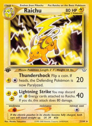 Raichu 021/64  - 1st Edition Neo Revelation - Rare