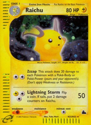 Raichu (H25) H25  - Holofoil Skyridge - Holo Rare