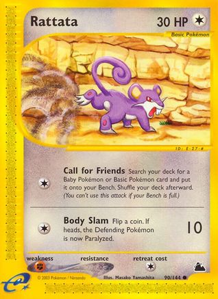 Rattata 090  - Reverse Holofoil Skyridge - Common