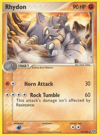 Rhydon 019  - Reverse Holofoil Emerald - Rare