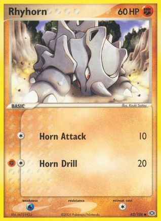 Rhyhorn 062  - Reverse Holofoil Emerald - Common