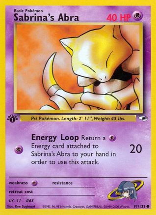 Sabrina's Abra 091/132  - 1st Edition Gym Heroes - Common