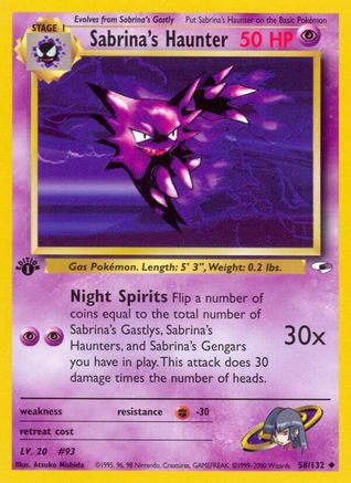 Sabrina's Haunter 058/132  - 1st Edition Gym Heroes - Uncommon