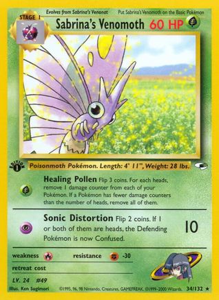 Sabrina's Venomoth 034/132  - 1st Edition Gym Heroes - Rare