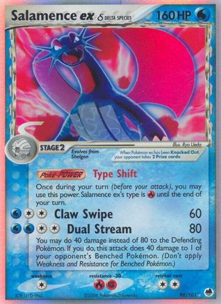 Salamence ex (Delta Species) 098  - Holofoil Dragon Frontiers - Ultra Rare