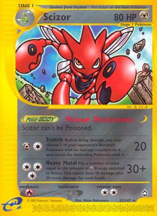 Scizor 032  - Reverse Holofoil Aquapolis - Rare