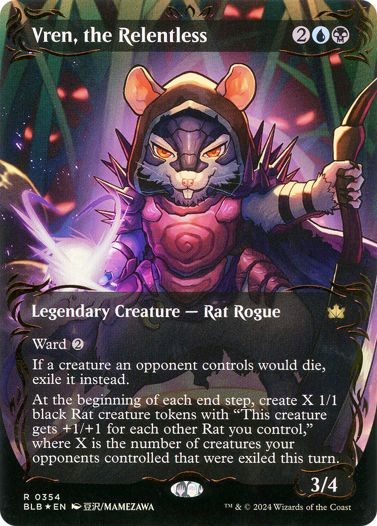 Vren, the Relentless (Borderless) (Raised Foil) (BLB-354)  Foil - Bloomburrow: (Showcase)