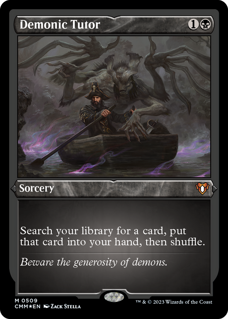 Demonic Tutor (CMM-509)  Etched Foil - Commander Masters