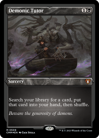 Demonic Tutor (CMM-509)  Etched Foil - Commander Masters