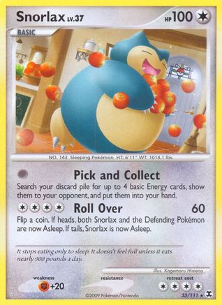Snorlax (33) 033/111  - Reverse Holofoil Rising Rivals - Rare