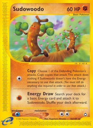 Sudowoodo 036  - Reverse Holofoil Aquapolis - Rare