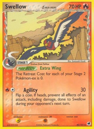 Swellow (Delta Species) 040  - Reverse Holofoil Dragon Frontiers - Uncommon