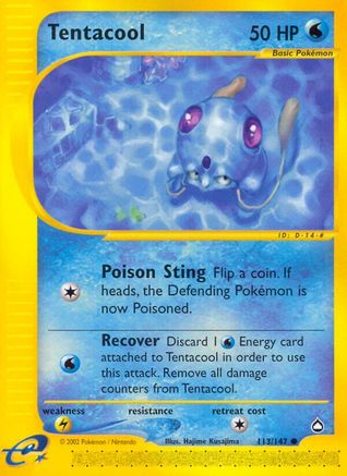 Tentacool 113/147  - Reverse Holofoil Aquapolis - Common