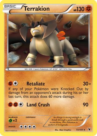 Terrakion 073  - Reverse Holofoil Noble Victories - Holo Rare