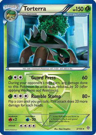 Torterra (Team Plasma) 003  - Reverse Holofoil Plasma Storm - Rare