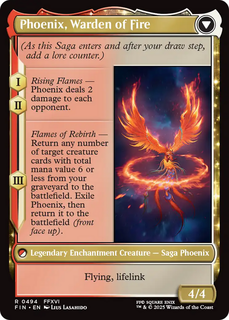 Joshua, Phoenix's Dominant // Phoenix, Warden of Fire (FIN-494) - FINAL FANTASY: (enchantment, Extended Art)
