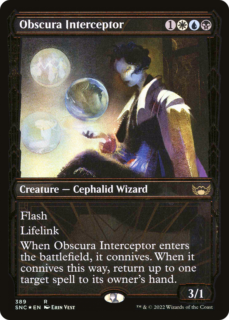 Obscura Interceptor (Gilded Foil) (SNC-389) - Streets of New Capenna: (Showcase) Foil