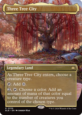 Three Tree City (Borderless) (0339) (BLB-339) - Bloomburrow (Borderless) Foil
