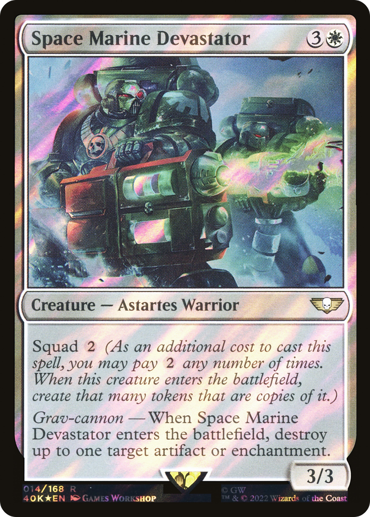 Space Marine Devastator (Surge Foil) (40K-014) - Warhammer 40,000 Commander Foil