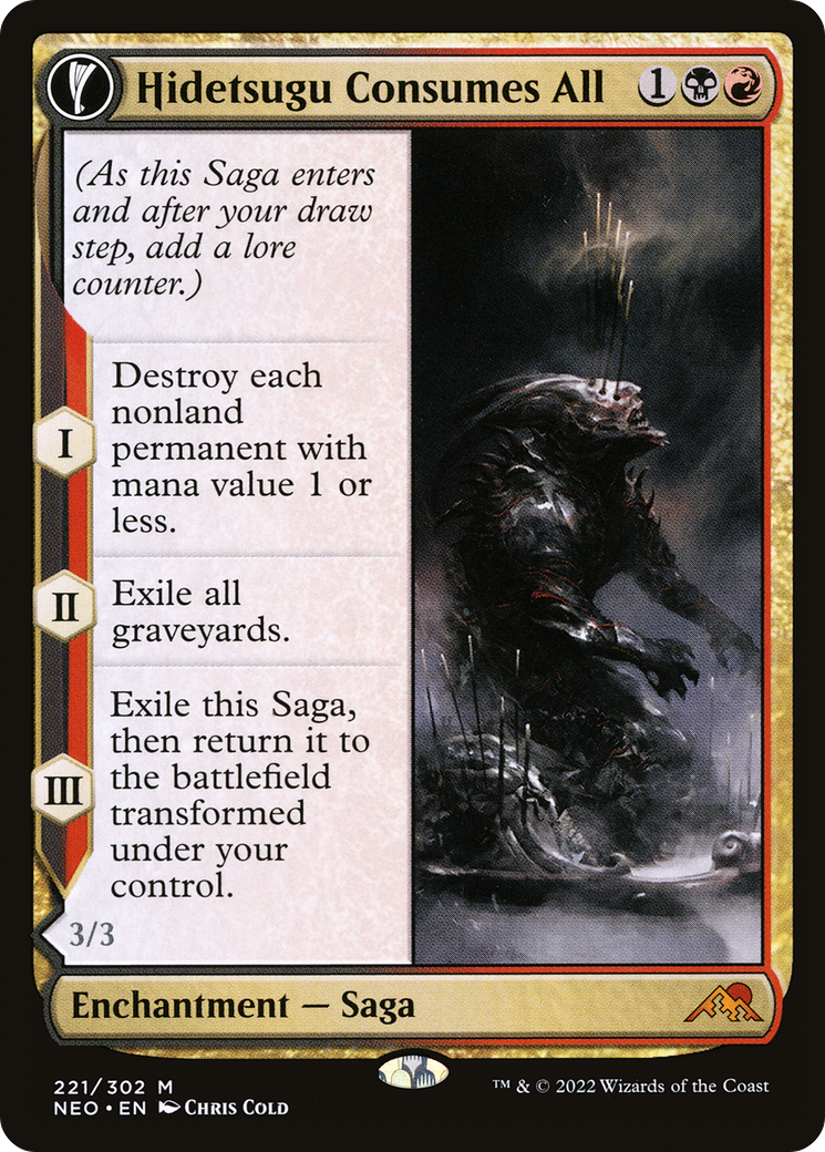 Hidetsugu Consumes All (NEO-221)  Foil - Kamigawa: Neon Dynasty: (fandfc, enchantment)