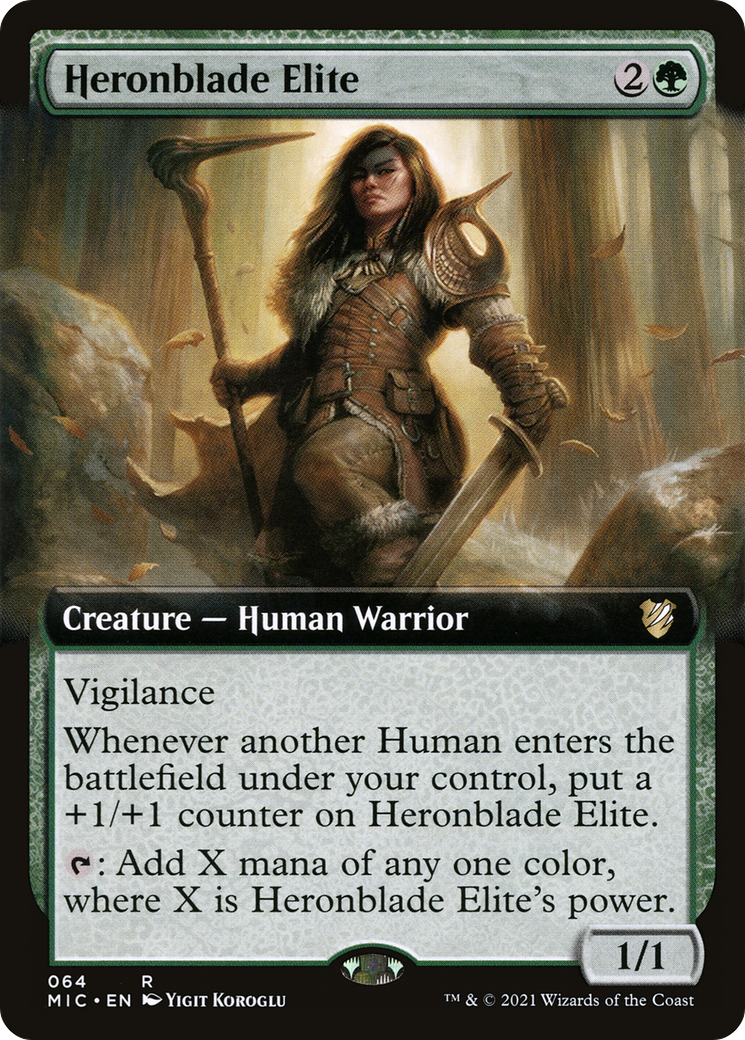 Heronblade Elite (Extended Art) (MIC-064)  - Midnight Hunt Commander: (Extended Art)