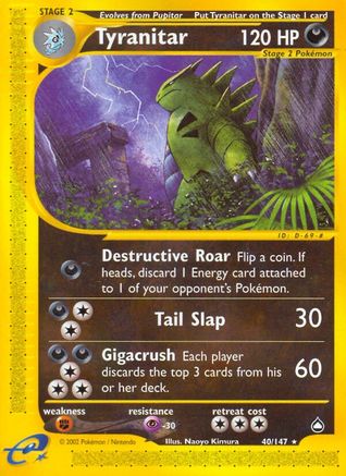 Tyranitar 040  - Reverse Holofoil Aquapolis - Rare