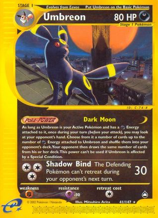 Umbreon 041  - Reverse Holofoil Aquapolis - Rare