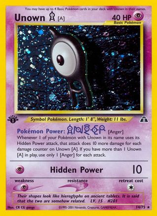 Unown [A] (14) 014/75  - 1st Edition Holofoil Neo Discovery - Holo Rare