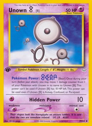 Unown [B] 039/64  - 1st Edition Neo Revelation - Uncommon