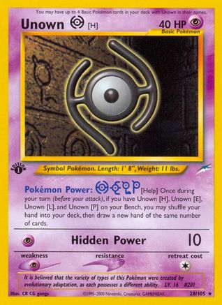 Unown [H] 028  - 1st Edition Neo Destiny - Rare