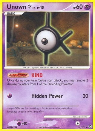 Unown [K] 068  - Reverse Holofoil Secret Wonders - Uncommon