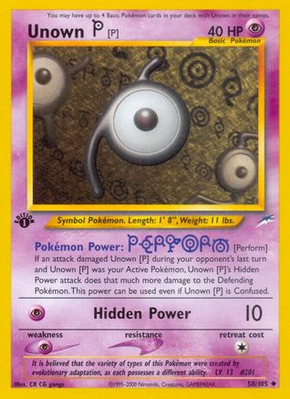 Unown [P] 058/105  - 1st Edition Neo Destiny - Uncommon