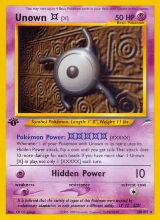 Unown [X] 030  - 1st Edition Neo Destiny - Rare