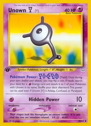 Unown [Y] 040/64  - 1st Edition Neo Revelation - Uncommon