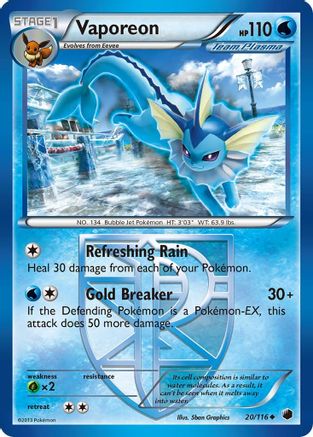 Vaporeon (Team Plasma) 020/116  - Reverse Holofoil Plasma Freeze - Uncommon