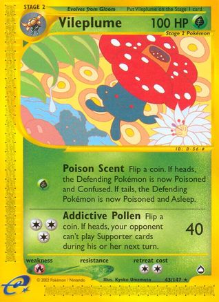 Vileplume 043  - Reverse Holofoil Aquapolis - Rare
