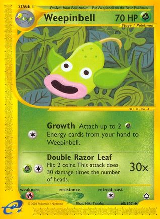 Weepinbell 065  - Reverse Holofoil Aquapolis - Uncommon