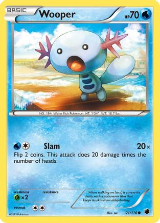 Wooper 021/116  - Reverse Holofoil Plasma Freeze - Common