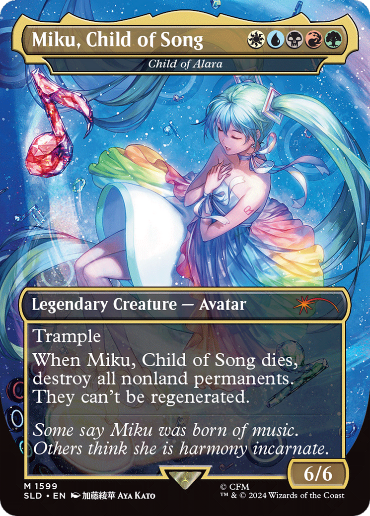 Miku, Child of Song - Child of Alara (SLD-1599) - Secret Lair Drop / Miku, Child of Song (Borderless) Foil
